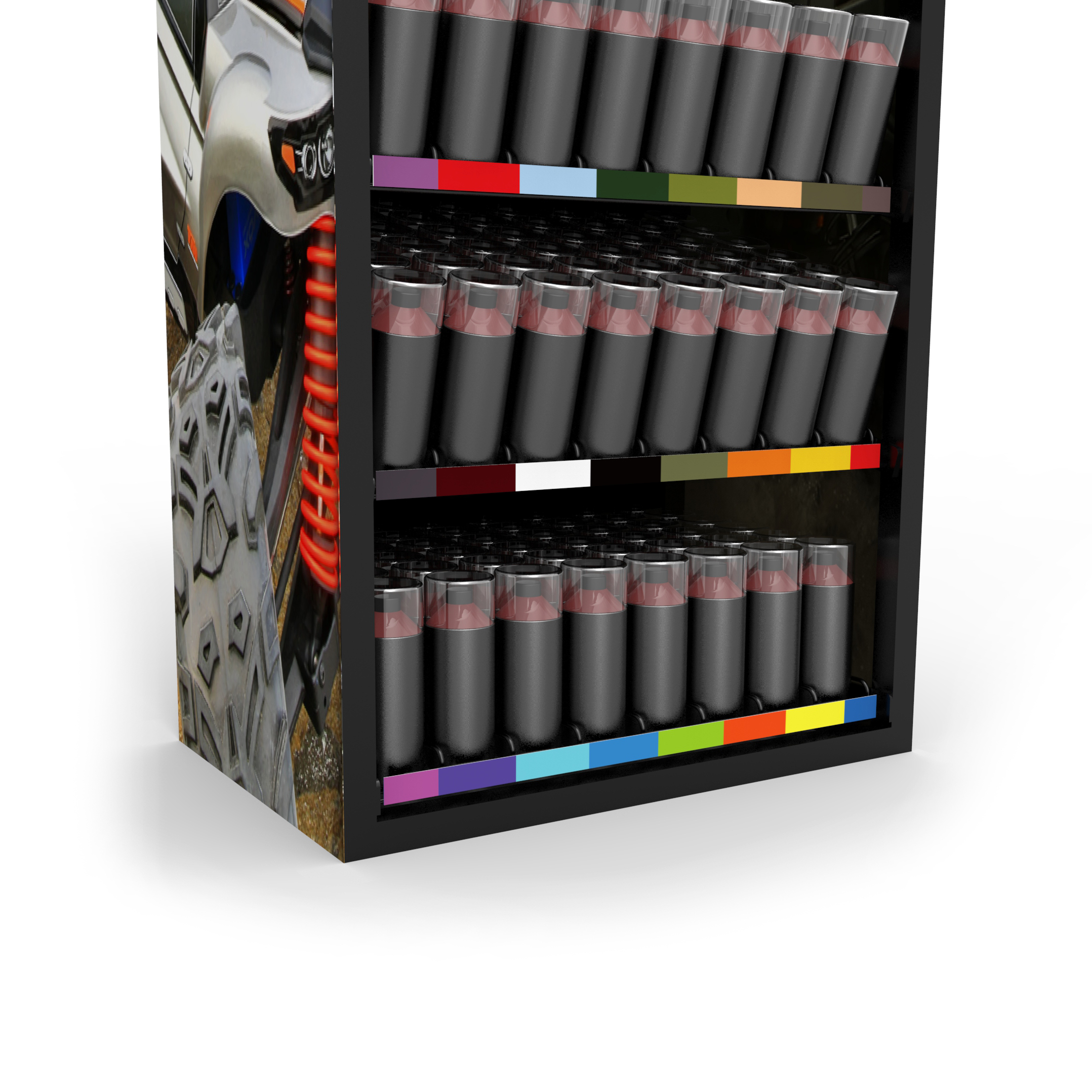 Hot Selling Aerosol Paint Display Rack Paint Display Stand Floor Shelf Display With Customized Logo — view 3