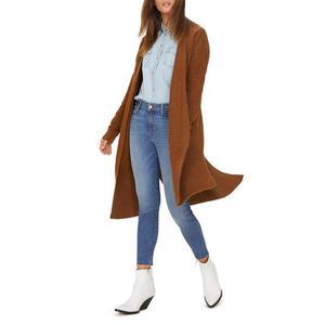 Best Selling Long Sleeve Open Front Knitted Side Slit Hem Drop <b>Cardigan</b> - Product Image 2