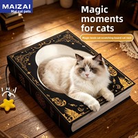 Lit-griffoir pour chat Magic BookStyle, motif vache noir, en carton ondulé durable, résistant aux griffures et respirant