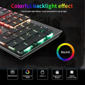 مصنع الجملة RGB الترا سليم ريال الميكانيكية لوحة المفاتيح الألومنيوم الغطاء العلوي + ABS غطاء سفلي مزدوجة حقن كيكابس