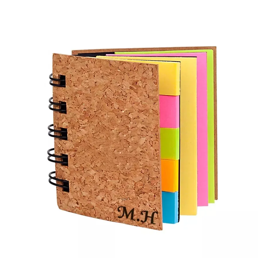 Mini cuaderno de bolsillo ecológico, cubierta de corcho, lista de notas en espiral con notas adhesivas, tamaño de bolsillo, nuevo