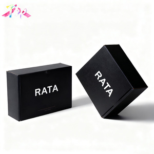 Kotak Hadiah Kertas Keras Mewah Hitam Ramah Lingkungan Dapat Didaur Ulang dengan Laminasi Matt Tahan Air Premium Berembos Khusus - Product Image 1