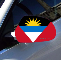 Housse de protection pour rétroviseur de voiture avec drapeau d'Antigua (ensemble de 2 pièces) en tissu extensible avec bords renforcés, style patriotique