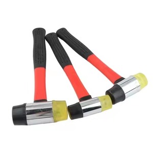 Martillo de instalación con mango de goma, herramienta manual para golpear y teñir, martillo de doble cabeza redonda de goma, venta al por mayor - Product Image 1