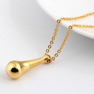 Collier pendentif goutte d'eau 32 mm, design flacon de parfum, acier inoxydable, or, or rose, acier noir, bijoux de mode pour usage quotidien - Product Image 4