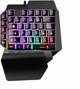 Teclado para juegos con cable, retroiluminado con LED de arcoíris, 39 teclas, mini teclado portátil para juegos, controlador de juego ergonómico para PC Gamer - Product Image 5