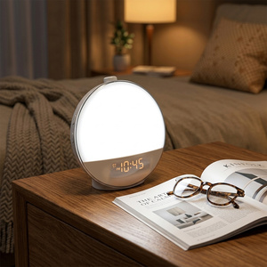 Réveil Lumineux avec Prise EU/US, Simulateur de Lever du <span class=keywords><strong>Soleil</strong></span>, Machine à Sons, Radio FM, Veilleuse LED Colorée à Intensité Réglable pour Dormeurs Profonds - Product Image 4