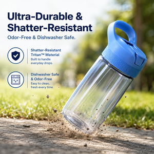 Botella de agua para niños con logotipo personalizado OEM, botella de Tritán con pajita, tapa abatible y cubierta antipolvo, a prueba de fugas, para bebés. - Product Image 2
