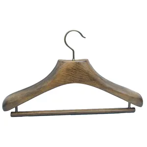 Custom Deluxe Holz Kleiderbügel Antike Farbe Dreh haken Breite Schulter Kleiderbügel für Kleidung