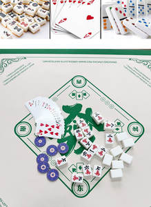 Tapis de Mahjong épais et lavable, surface en fibre imperméable avec dos antidérapant pour les jeux en famille - Product Image 5