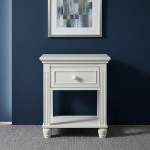 Montana Solid Wood & MDF Modern Farmhouse Nightstand with Drawer-Glaze <b>White</b> <b>Bedside</b> <b>Cabinet</b> for Apartment Bedroom Furniture - Product Image 4
