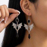 Boucles d'oreilles fines asymétriques en forme d'étoile argentée, style rétro unique, accessoires d'Halloween, bijoux gothiques de sorcière