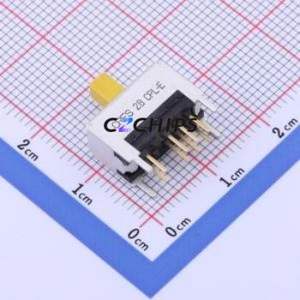 CRFS-2302W Slide Switch Through hole Component (THT) Switch Double Pole Three Throw Rectangle Pin Header PC Pin Through Hole - Product Image 1