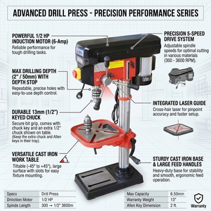 <span class=keywords><strong>Perceuse</strong></span> à <span class=keywords><strong>colonne</strong></span> <span class=keywords><strong>mini</strong></span> industrielle 16 mm 550 W 16 vitesses avec affichage - Product Image 5