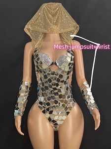 Combinaison en mousseline de soie à capuche super scintillante, style A-line, tenue de performance mystérieuse pour DJ féminine de luxe, la plus belle - Product Image 2