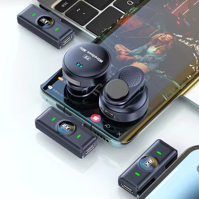 Xowo Q8 Wireless Ribbon Lavalier Microphone for iPhone 15 Series Android Tablet Type C Connector 2.4G Noise Cancellation