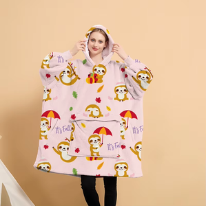 Factory Oversized Portable Eco-Friendly 100% Polyester Big Blanket <strong>Hoodie</strong> for Adults Extra <strong>Long</strong> Sherpa Wearable Hooded - Product Image 4