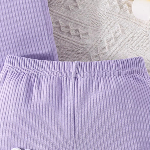 Conjunto Deportivo de Dos Piezas para Niñas, Estilo Casual, Verano, Top Sólido y Pantalones Cortos, Transpirable, Suave, Poliéster/Algodón - Product Image 5