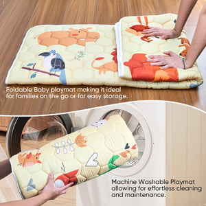Tapis de jeu antidérapant pour bébé, pliable, lavable en machine, imprimé animal, matelas pour parc de jeu, pour tout-petits et nourrissons - Product Image 5