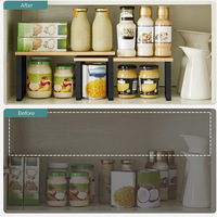 Étagère de rangement double niveau en bois, sans perçage, pour épices de cuisine avec rangement sous armoire
