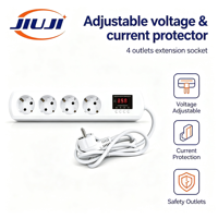 JIUJI JJSVA-FC4 Multiprise 4 prises USB avec protection contre les surtensions, tension/courant réglables pour réfrigérateur, type EU