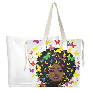 Sac fourre-tout personnalisé avec imprimé de fille africaine noire, sacs en TPU holographiques transparents au laser, sacs de plage, sacs de shopping - Product Image 1