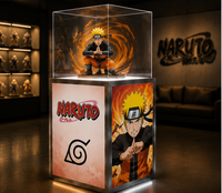 Maßgefertigte Sammlervitrine mit Acrylabdeckung, LED-Basisbeleuchtung und SEG-Grafiksystem für Markenausstellungen