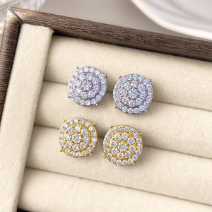 ต่างหูแบบติดหูทรงกลม ทองแท้ 18K คุณภาพดี ขนาดเล็ก น่ารัก ชุบทอง 18K ประดับเพชร ขายดี - Product Image 2