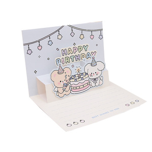 <span class=keywords><strong>Carte</strong></span> de vœux écologique 3D pop-up avec illustration peinte à la main en anglais, inscription « Joyeux anniversaire » mignonne, de <span class=keywords><strong>AliExpress</strong></span> Blessing SHJY - Product Image 5