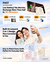 HYTO Nouvelle conception de mini batterie externe PD 22,5 W 10000 mAh 20000 mAh Chargeur rapide avec câble Petites batteries externes portables