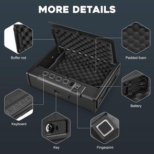 生体認証ガンセーフ、ハンドガン用セーフ、指紋/キー/パスコードによる<span class=keywords><strong>3</strong></span>つのクイックアクセス、ナイトスタンド、車、家庭用ガンロックボックス - Product Image 2
