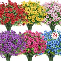 Fleurs artificielles d'eucalyptus violettes résistantes aux UV, verdure artificielle protégée contre les UV pour la décoration de jardinières extérieures