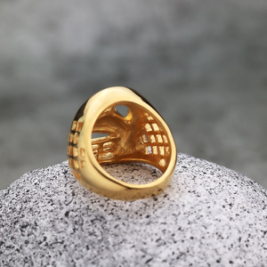 Anillo de Hip Hop con Cabeza de Caballo Redonda Geométrica Dorada, con Engaste de Pavé de Diamantes y Diseño de Animal Hueco Fundido, para Joyería de Fiesta - Product Image 2