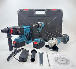 مجموعة أدوات صناعة ليثيوم بدون فرش مطرقة زاوية طاحونة مجموعة مثقاب كهربائي من ثلاث قطع - Product Image 2