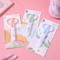 Ciseaux de sécurité antiadhésifs pour enfants, couleur macaron, revêtement titane, poignée en PP et ABS, petite taille, pour étudiants, bricolage, artisanat, découpe de papier