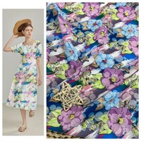 Échantillon Gratuit Tissu Mousseline Crêpe de Polyester Extensible 100% à Imprimé Numérique Fleurs pour Robes Femme et Fille
