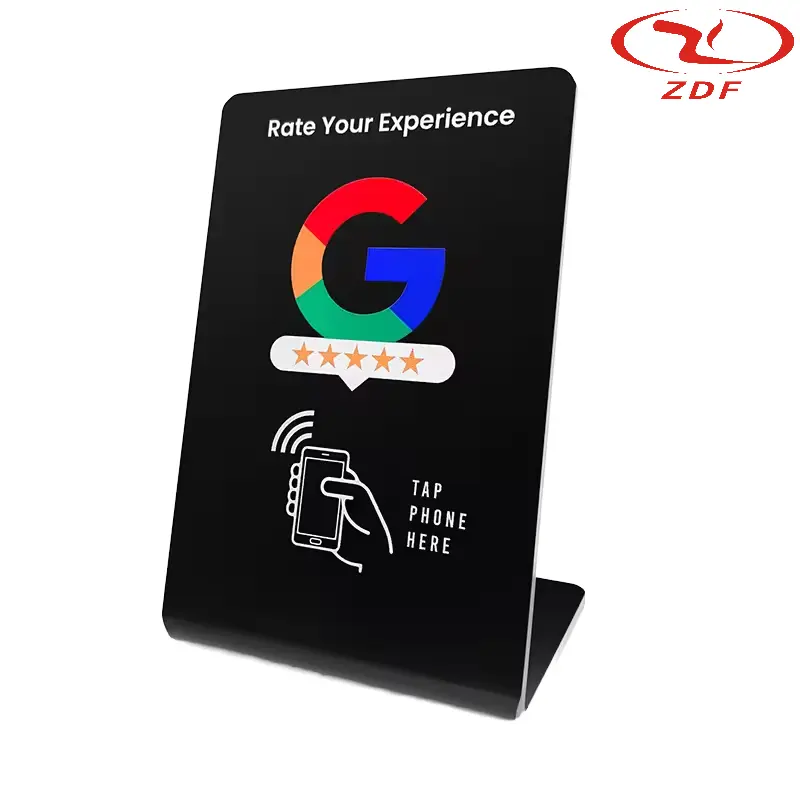 Free design Custom printing 13.56MHz NFC Stand Waterproof PVC NTAG213 QR Tap for Business Ins on Facebook TikTok Google Review