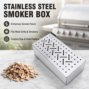 Caja Ahumadora de Acero Inoxidable para Barbacoa, Caja para Ahumar con Virutas de Madera para Parrilla de Gas o Carbón, Accesorios para Barbacoa al Aire Libre, OEM Personalizado - Product Image 1