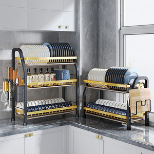3 Tier Countertop Multi Function Kitchen <strong>Storage</strong> Dish Drying Rack With Removable Drainboard - Product Image 4
