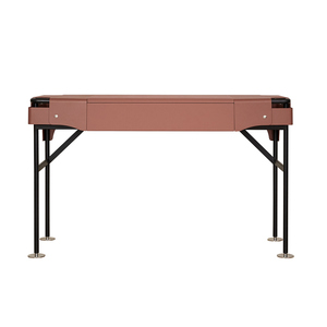 Bureau d'écriture moderne de luxe en acier inoxydable, table de bureau rouge avec rangement - Product Image 4