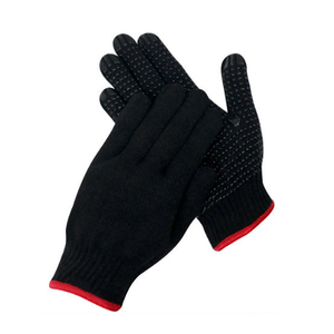 Guantes de hilo de algodón negro Punteado-Guantes de protección laboral antideslizantes Guantes de trabajo de hilo de algodón negro resistentes al desgaste - Product Image 2