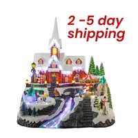 Vente en gros de lumières musicales à LED animées de patineurs tournants maisons de village de Noël pour décoration et cadeau de Noël