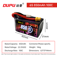 Batterie Li-ion 22,2 V pour drone FPV 2S/3S/4S/6S, décharge à haut débit 100C, compatible quadricoptère RC 850/1100/1300/1550 mAh