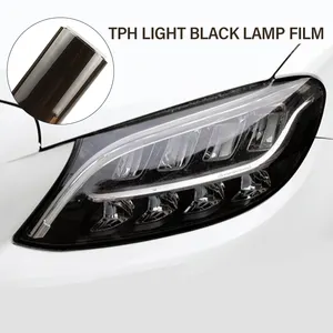 Tph farol automotivo preto, farol de led para carro, à prova de arranhões, com filme protetor, para motocicleta