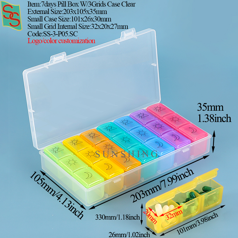 P05 Pilulier 7 jours avec étui à 3 compartiments
