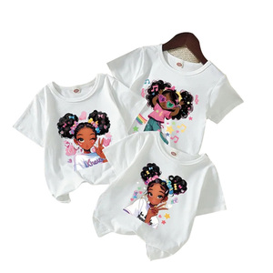 <span class=keywords><strong>Mode</strong></span> chaude vêtements pour enfants fille <span class=keywords><strong>Vintage</strong></span> impression numérique T-Shirt manches courtes de haute qualité - Product Image 1