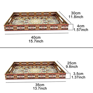 Bandeja Rectangular Premium con Borde Dorado y Rojo, Diseño Floral Mandala de <span class=keywords><strong>Palacio</strong></span> Chino para Agregar Elegancia Cultural a tu Espacio - Product Image 6