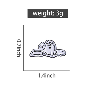 Divertido gato hambriento Feed ME esmalte Pin <span class=keywords><strong>Simon</strong></span> es gato dibujos animados humorístico gatito broche solapa mochila insignia joyería regalo para amigos - Product Image 6