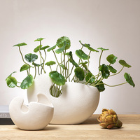 Vase créatif en forme d'œuf, décoration intérieure nordique HY, vase blanc, pot à fleurs, vase en céramique fait main, vase en porcelaine pour table