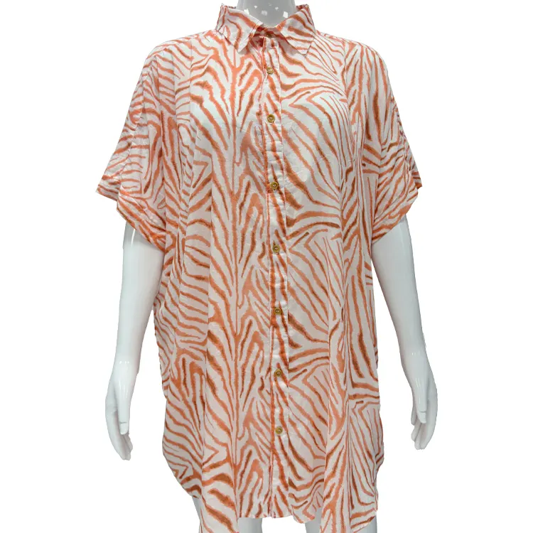 Manifattura all'ingrosso stampa personalizzata floreale Button Down hawaiana Aloha Beach Dress per le donne